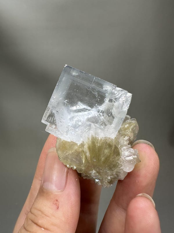 White Fluorite with Mica | Natural Clear Fluorite Crystal | Xuebaoding Sichuan China | Mineral Specimen