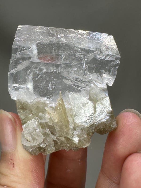 White Fluorite with Mica | Natural Clear Fluorite Crystal | Xuebaoding Sichuan China | Mineral Specimen