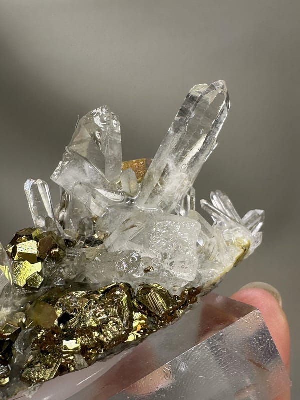 Quartz with Iridescent Pyrite | Natural Rainbow Pyrite Crystal | India Mineral Specimen | Collector