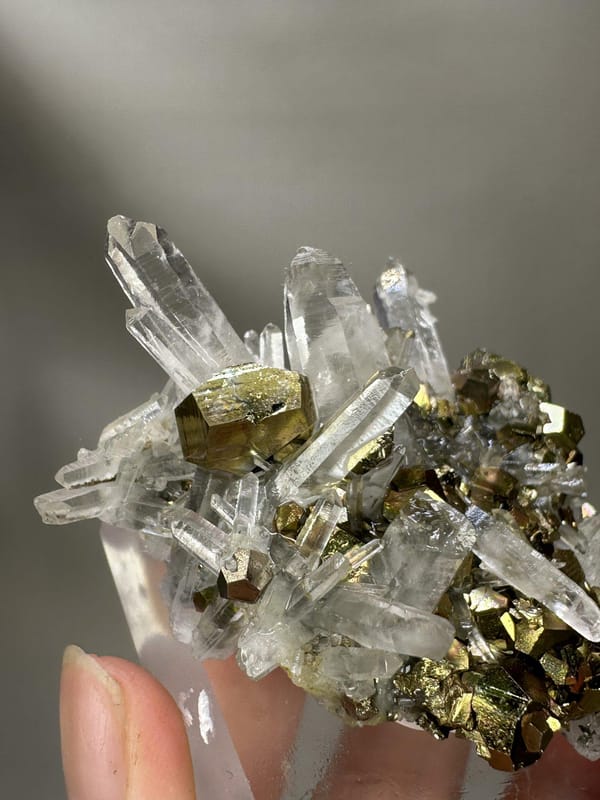 Quartz with Iridescent Pyrite | Natural Rainbow Pyrite Crystal | India Mineral Specimen | Collector