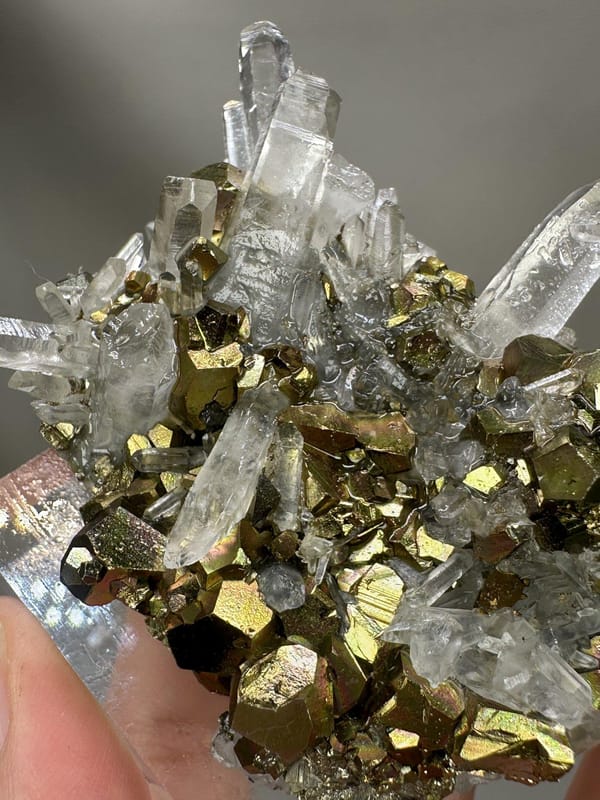 Quartz with Iridescent Pyrite | Natural Rainbow Pyrite Crystal | India Mineral Specimen | Collector