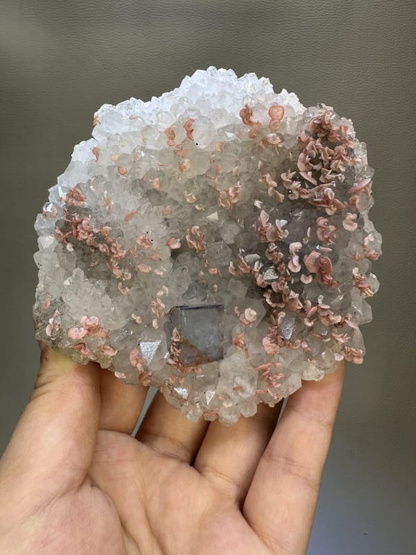 Quartz with Rhodochrosite & Fluorite | Natural Pink Mineral | Wuzhou Guangxi China | Crystal Specimen