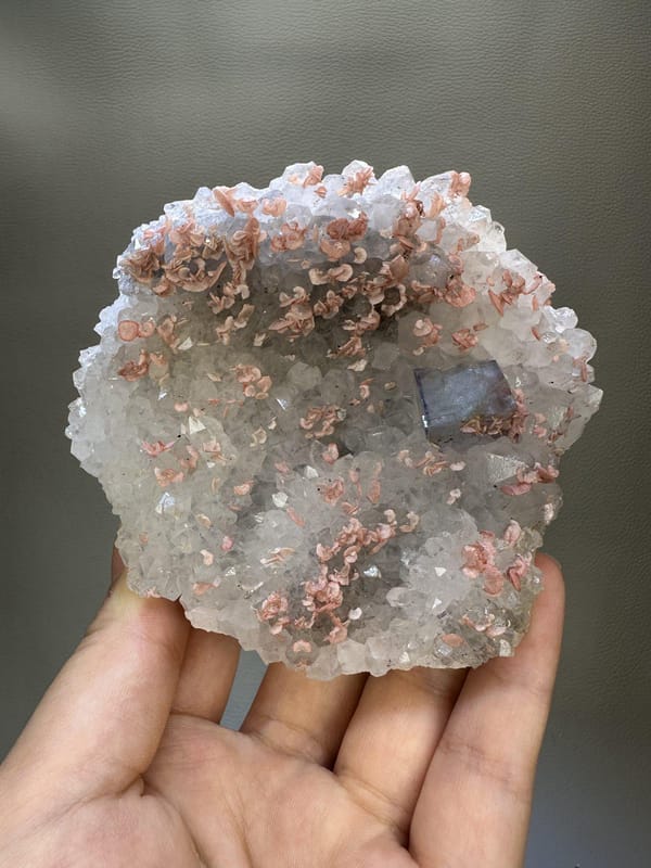 Quartz with Rhodochrosite & Fluorite | Natural Pink Mineral | Wuzhou Guangxi China | Crystal Specimen