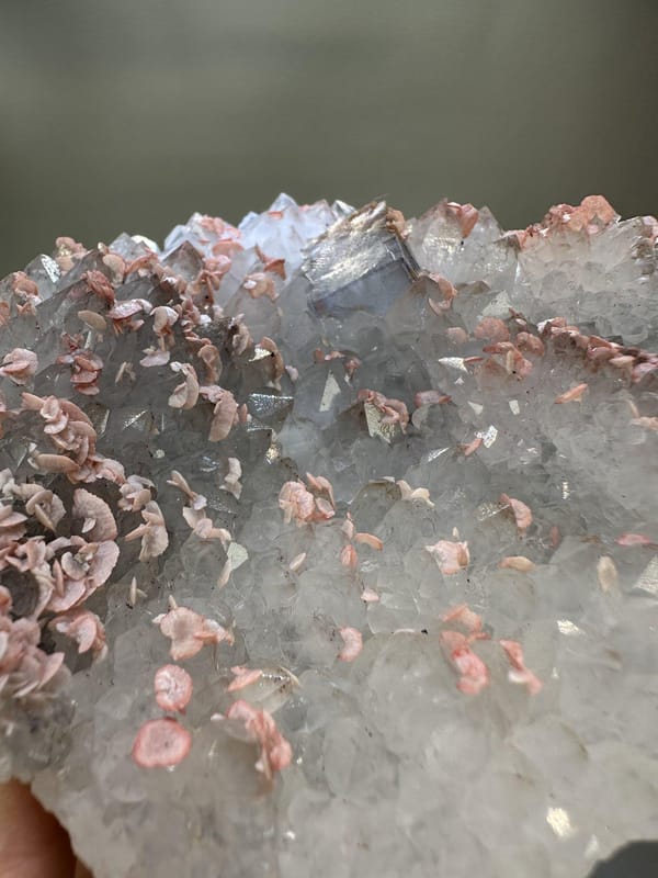 Quartz with Rhodochrosite & Fluorite | Natural Pink Mineral | Wuzhou Guangxi China | Crystal Specimen
