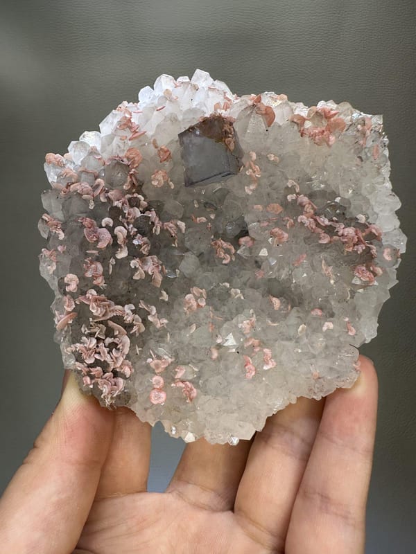 Quartz with Rhodochrosite & Fluorite | Natural Pink Mineral | Wuzhou Guangxi China | Crystal Specimen