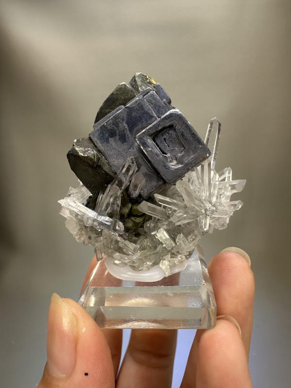 Galena with Quartz Crystal | Natural Metallic Galena | Rare Collector Mineral Specimen