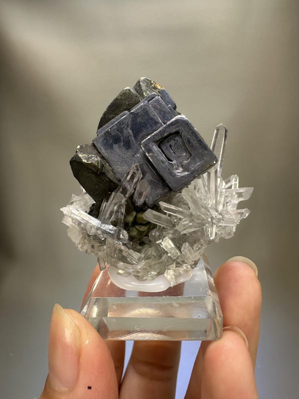 Galena with Quartz Crystal | Natural Metallic Galena | Rare Collector Mineral Specimen