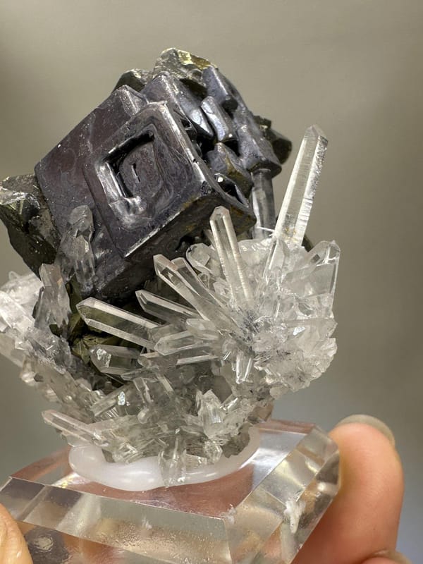 Galena with Quartz Crystal | Natural Metallic Galena | Rare Collector Mineral Specimen