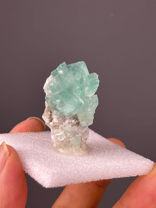 Aqua Blue-Green Fluorite specimen from Yaogangxian Mine, Hunan, China, defined by mint-green intergrown cubes