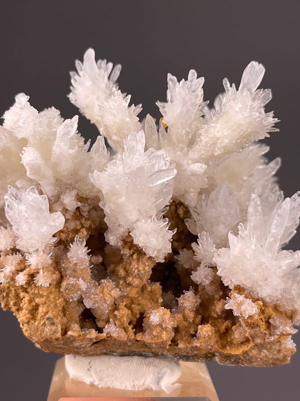 White branching crystal sprays visible on aragonite crystal spray specimen from Yunnan, China