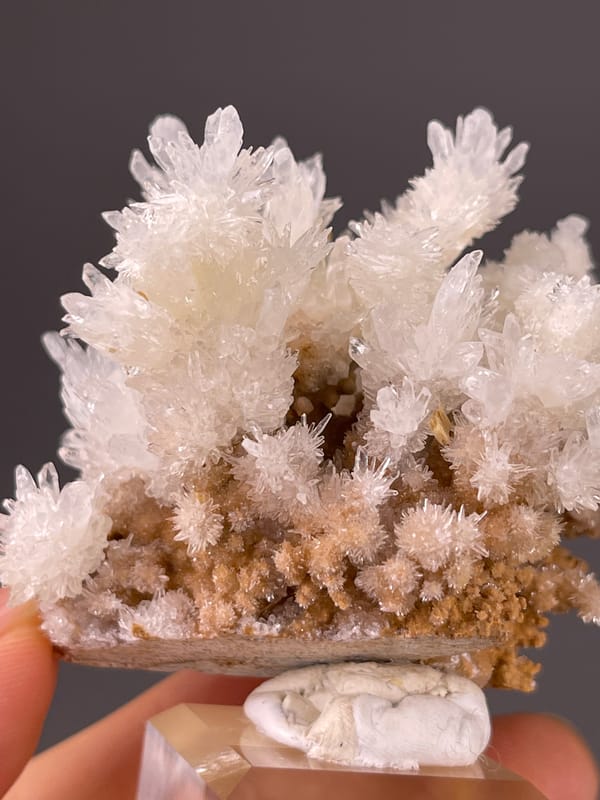 White branching crystal sprays on natural aragonite crystal spray specimen from Yunnan, China