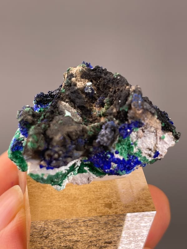 Azurite specimen from Qinglong, Guizhou, China, characterized by blue azurite and green malachite