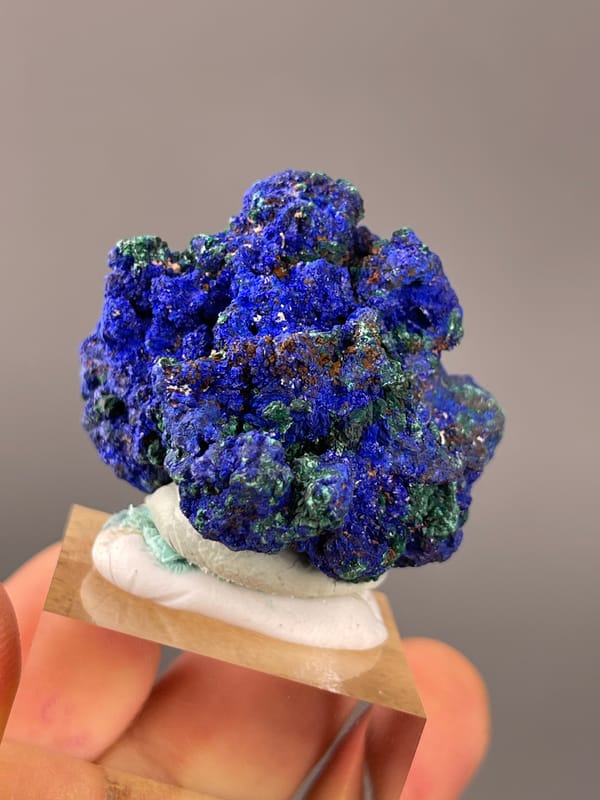 Azurite specimen from Democratic Republic of the Congo highlighting royal-blue azurite with green malachite