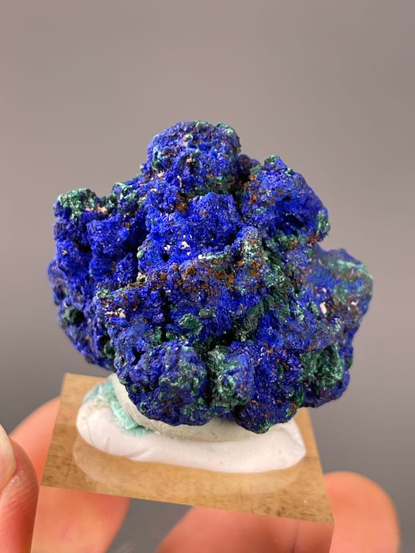 Azurite specimen from Democratic Republic of the Congo showcasing royal-blue azurite with green malachite