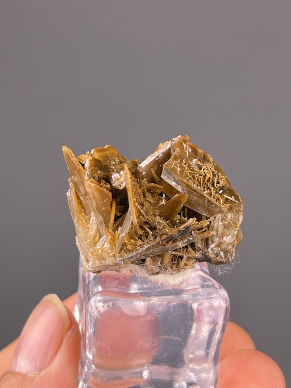 Barite specimen from Morocco showing brown tabular crystal rosette