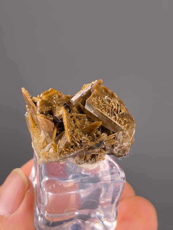 Barite specimen from Morocco displaying brown tabular crystal rosette