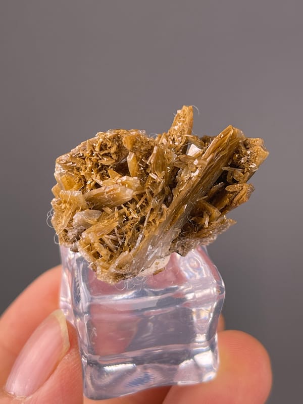 Barite specimen from Morocco, characterized by brown tabular crystal rosette