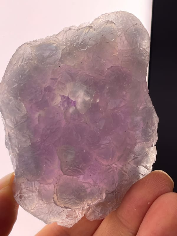 Bi-color Fluorite specimen from Zhejiang, China highlighting gray-lilac aggregates with pale coating