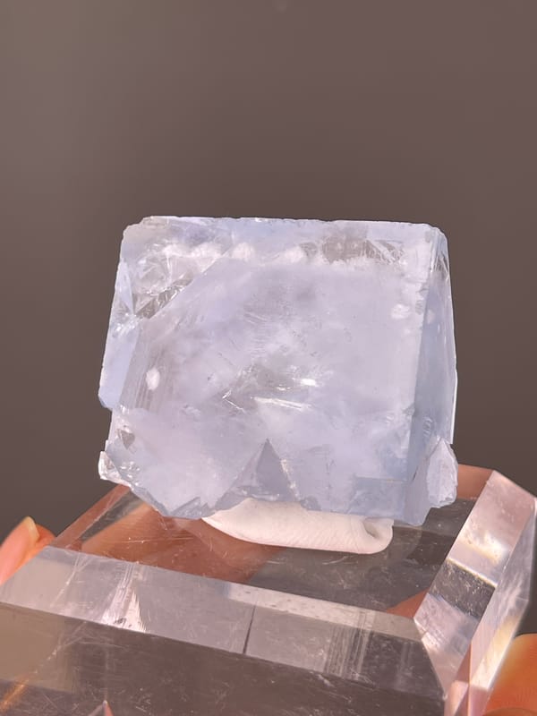 Blue Fluorite specimen featuring pale-blue cleavage-modified faces clearly