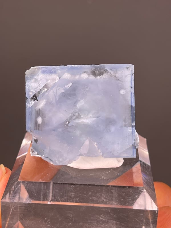 Blue Fluorite specimen showing pale-blue cleavage-modified faces distinctly