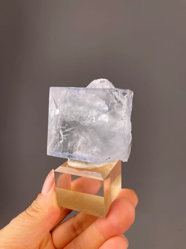 Blue Fluorite specimen from Zhejiang, China showing clear cubic cleavage faces