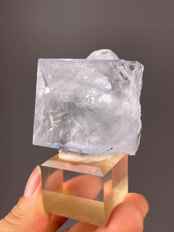 Blue Fluorite specimen from Zhejiang, China, defined by clear cubic cleavage faces