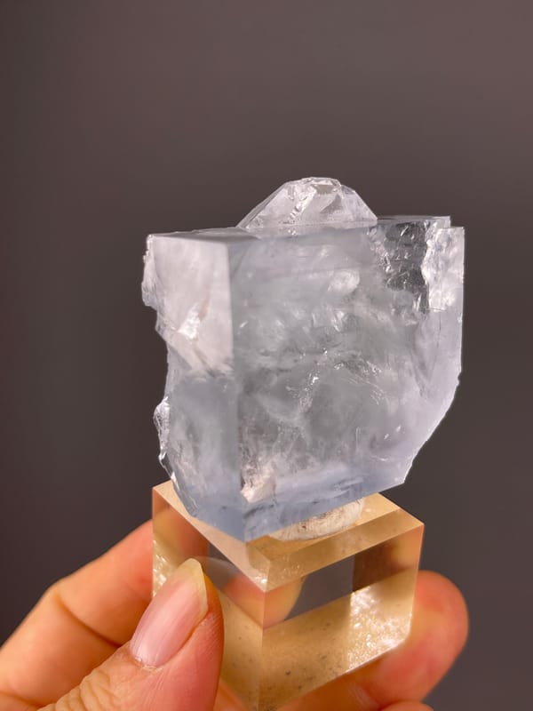Blue Fluorite specimen from Zhejiang, China displaying clear cubic cleavage faces