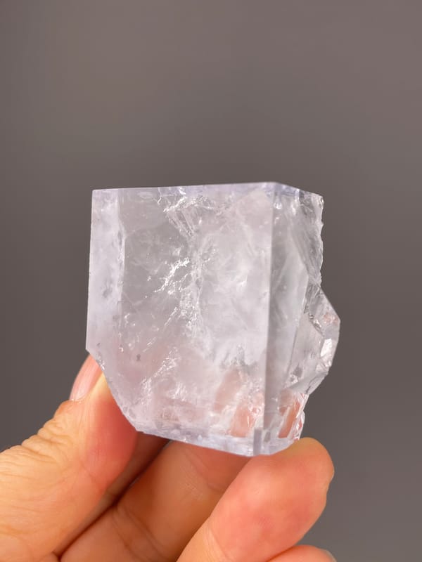 Blue Fluorite specimen from Zhejiang, China bearing clear cubic cleavage faces