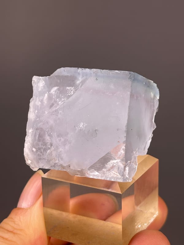 Blue Fluorite specimen from Xianghualing, Hunan, China showing pale lavender cubic block