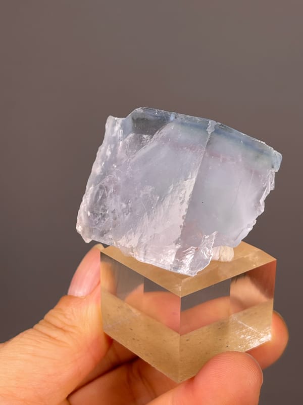 Blue Fluorite specimen from Xianghualing, Hunan, China, characterized by pale lavender cubic block