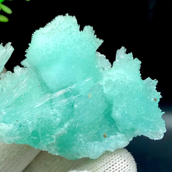 Pale turquoise radiating aragonite with botryoidal cap from Yunnan, China, view 4 of 9