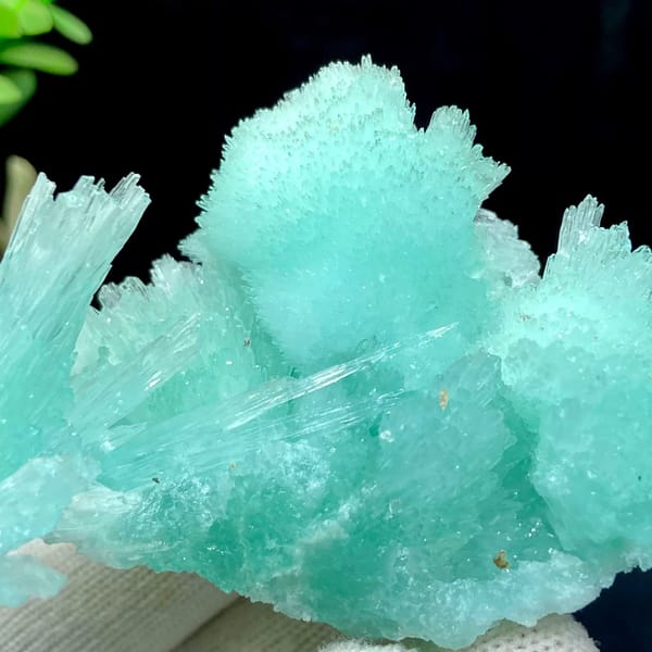 Pale turquoise radiating aragonite with botryoidal cap from Yunnan, China, view 5 of 9