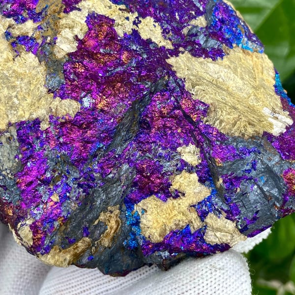 Slab of iridescent purple-and-blue bornite from Yunnan, China, view 9 of 9