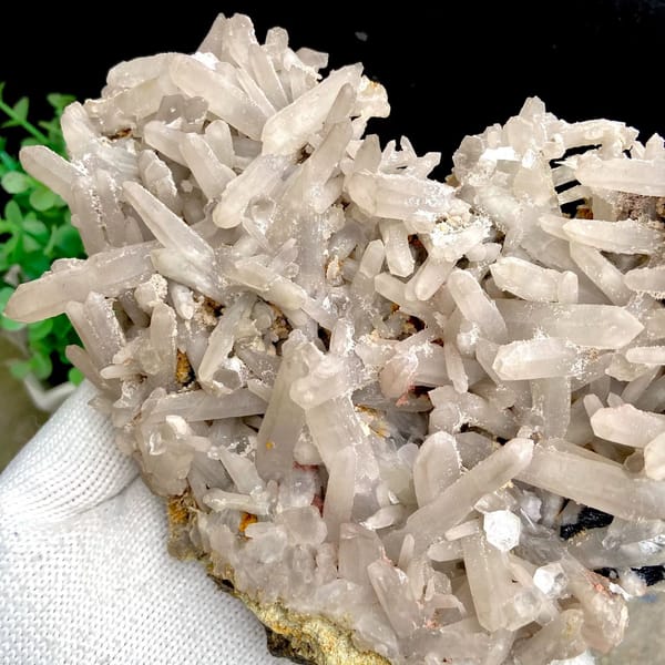 Plate of pale quartz prisms over botryoidal hematite from Inner Mongolia, China, view 4 of 9
