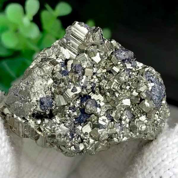 Bright pyrite cubes with black marmatite crystals from Peru
