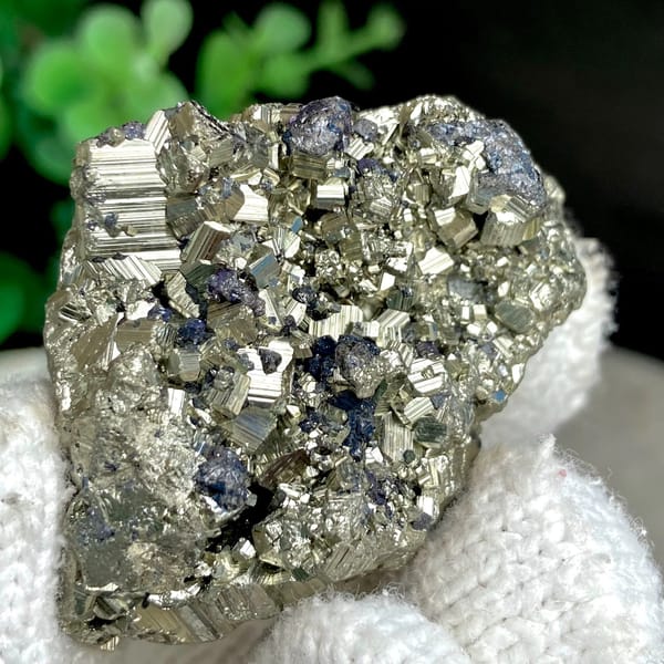 Bright pyrite cubes with black marmatite crystals from Peru, view 3 of 9
