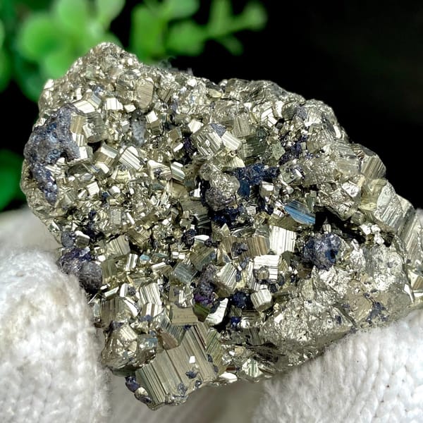 Bright pyrite cubes with black marmatite crystals from Peru, view 5 of 9