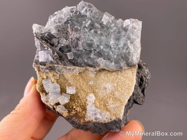 Colorless Fluorite on Quartz Matrix — Fujian, China