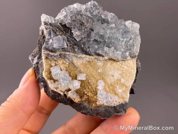 Colorless Fluorite on Quartz Matrix — Fujian, China — view 2