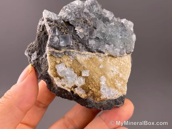 Colorless Fluorite on Quartz Matrix — Fujian, China — view 3