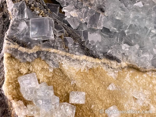 Colorless Fluorite on Quartz Matrix — Fujian, China — view 4