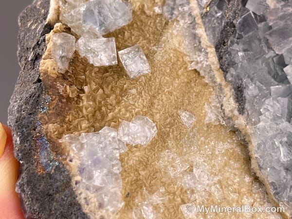 Colorless Fluorite on Quartz Matrix — Fujian, China — view 6