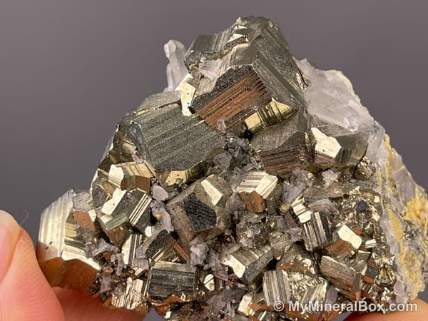 Pyrite with Quartz and Possible Calcite — Peru — view 3