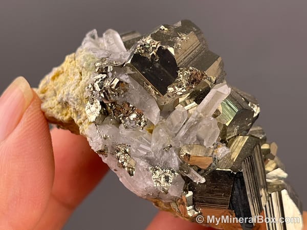 Pyrite with Quartz and Possible Calcite — Peru — view 5