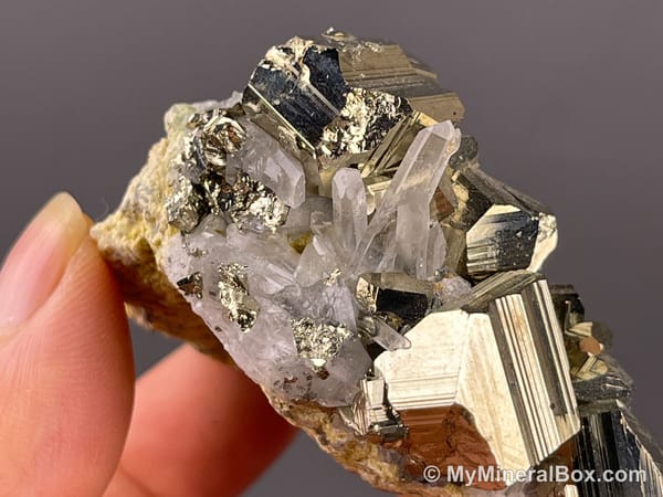 Pyrite with Quartz and Possible Calcite — Peru — view 6