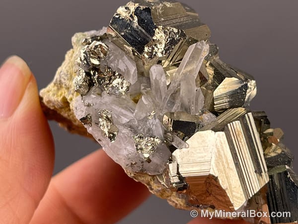 Pyrite with Quartz and Possible Calcite — Peru — view 9