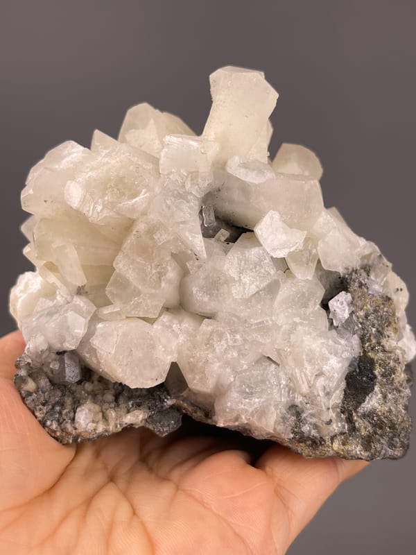 Calcite from Fujian, China: reverse side with pale intergrown crystals.