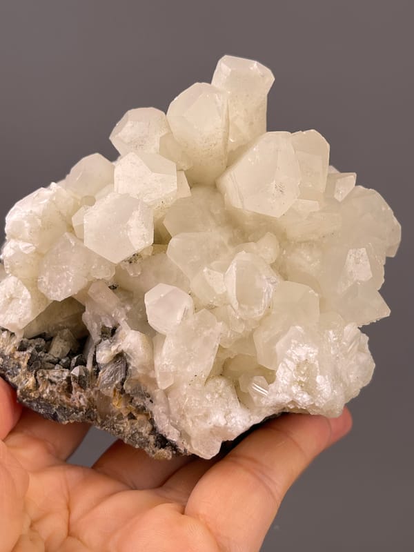 Calcite from Fujian, China: top view of pale clustered terminations.