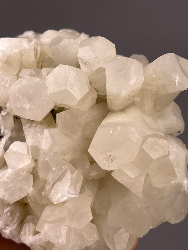 Calcite from Fujian, China: close detail of polygonal pale terminations.