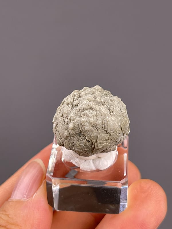 Calcite from Huanggangliang, Inner Mongolia, China: front view of tightly folded pale green surfaces.